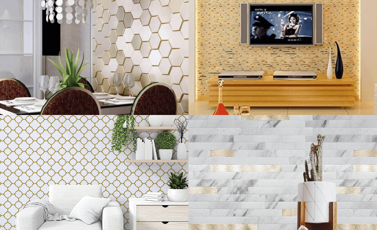 Shine Bright with These 6 Gold and White Tiles!