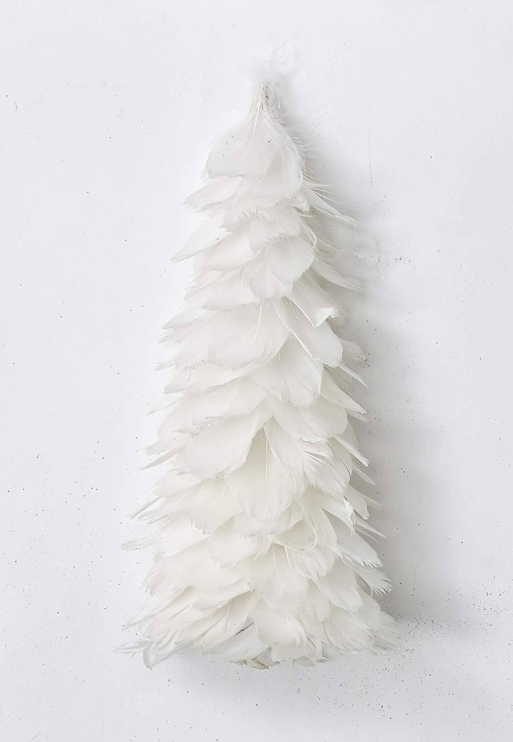 Sparkling Elegance:  White Feather Christmas Tree Decor!
